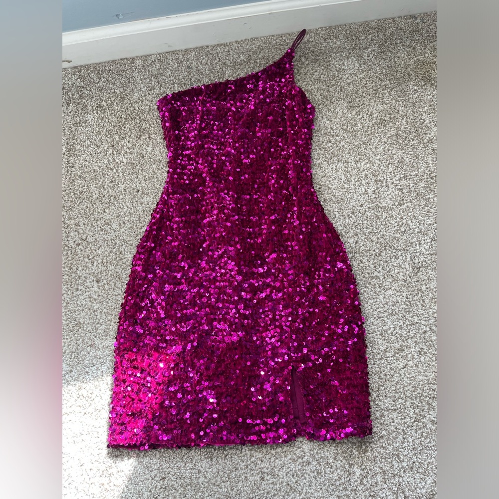 Pink one shoulder dress